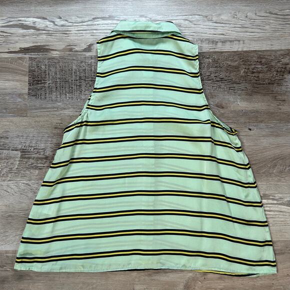 Equipment Femme Mint Silk Sleeveless Button Down Top Striped Collared XS - Picture 4 of 6